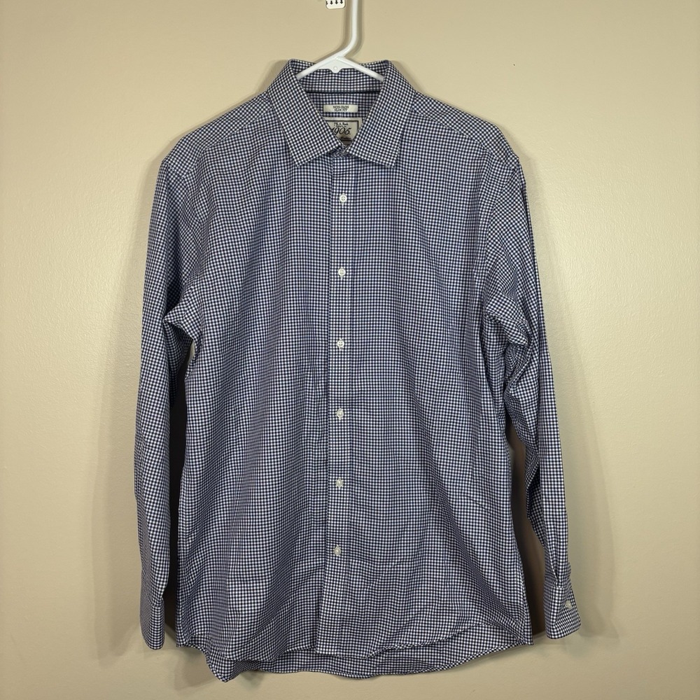 Jos A Bank 1905 NonIron Slim Fit Blue/White/Purple Cotton Dress Shirt 16.5 33